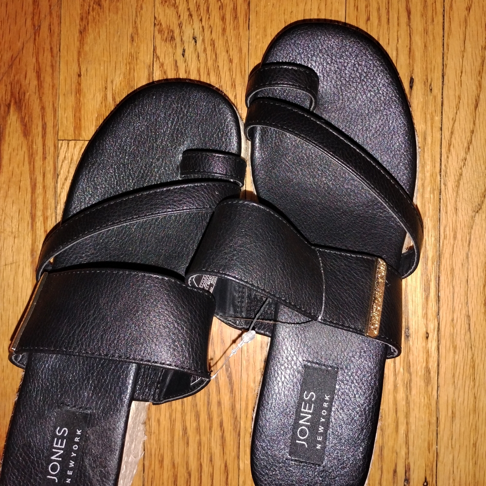 Jones New York Black Leather Sandals